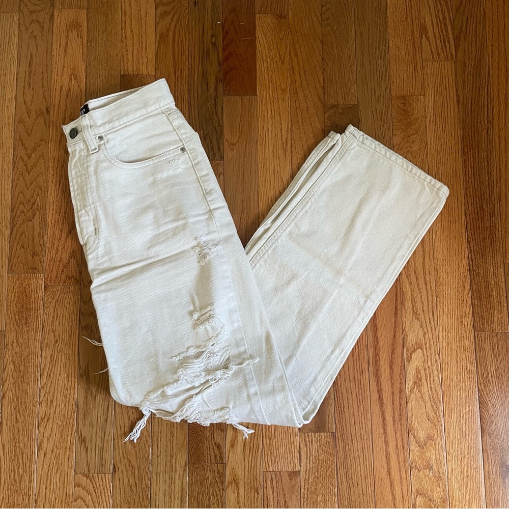 Urban Outfitters High Rise Distressed White Jeans